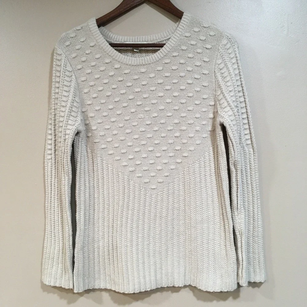 41 Hawthorn Women L Chunky Knit Sweater Cream Heritage Coastal Cottage Fisherman